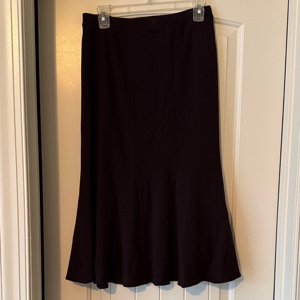 Eileen Fisher Deep Brown A-Line Flared Midi Skirt